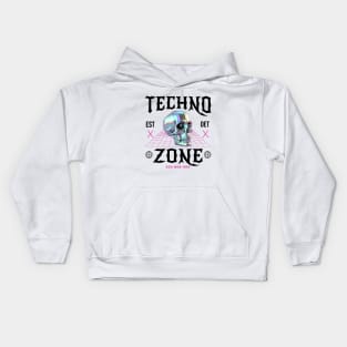 TECHNO - Techno Zone Skull (Black/pink) Kids Hoodie